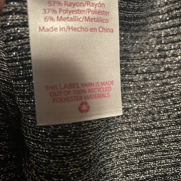 Chain Strap Tank Top Sweater Women Large 11-13 Black Silver Metallic Sleeveless - Picture 7 of 14